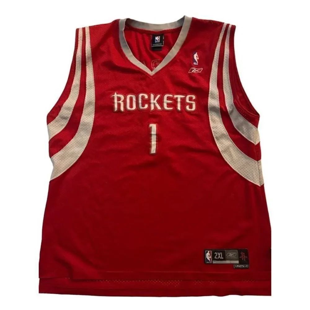 TRACY MCGRADY HOUSTON ROCKETS JERSEY REEBOK MENS SIZE 2XL LENGTH +2 RED WHITE